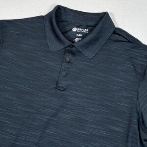 Haggar Clothing Co Mens XL Polo Shirt Navy Blue Space Dye Performance Short Slv